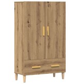 VidaXL Hoge kast 70x31x115 cm bewerkt hout artisanaal eikenkleur