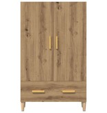 VidaXL Hoge kast 70x31x115 cm bewerkt hout artisanaal eikenkleur