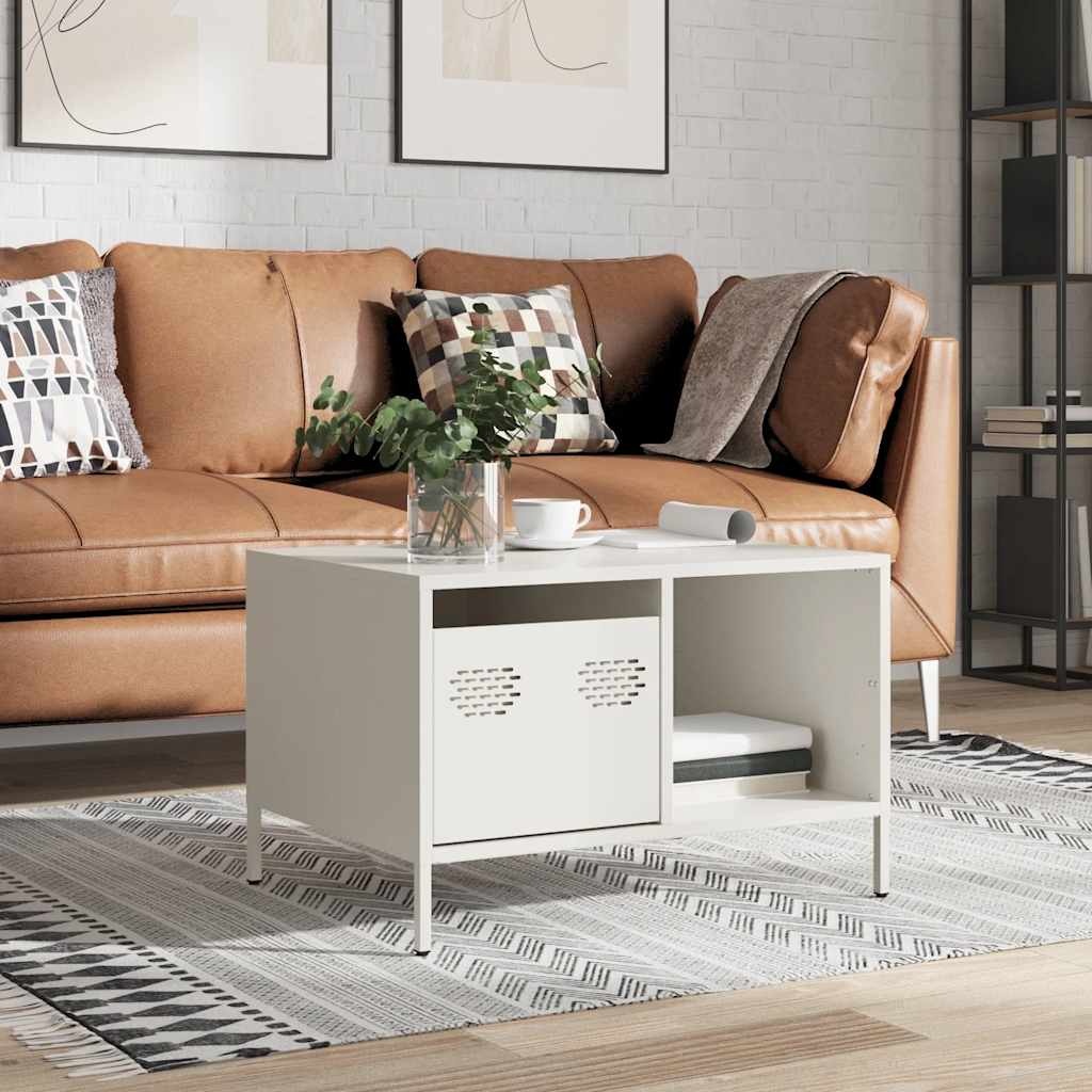 VidaXL Salontafel 68,5x50x43,5 cm koudgewalst staal wit