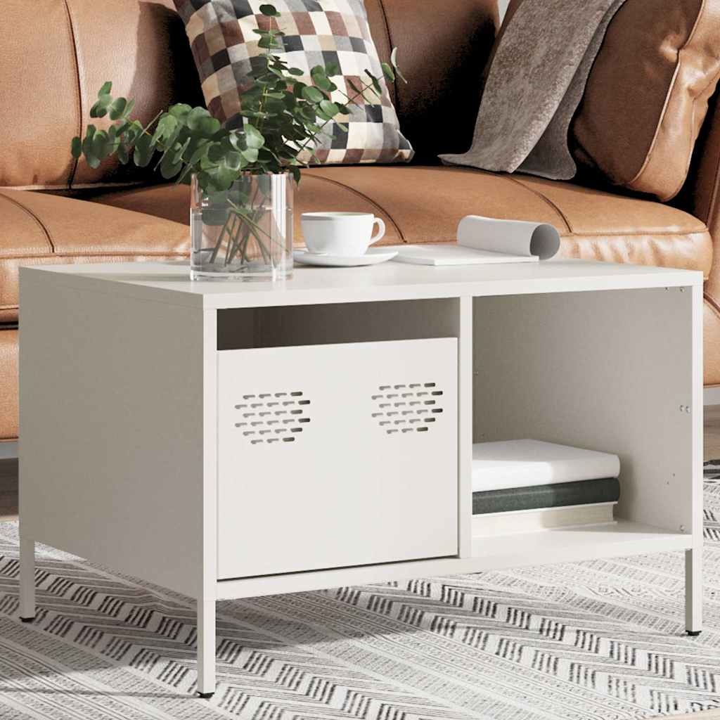 VidaXL Salontafel 68,5x50x43,5 cm koudgewalst staal wit