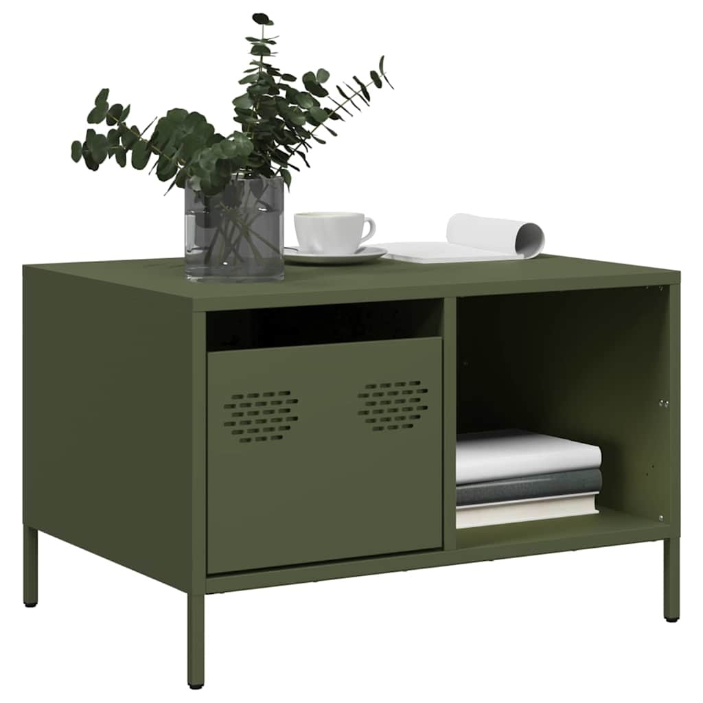 VidaXL Salontafel 68,5x50x43,5 cm koudgewalst staal olijfgroen