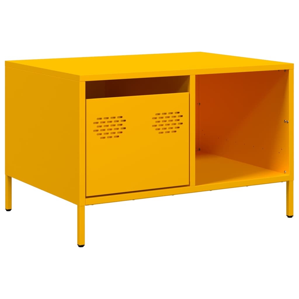 VidaXL Salontafel 68,5x50x43,5 cm koudgewalst staal mosterdgeel