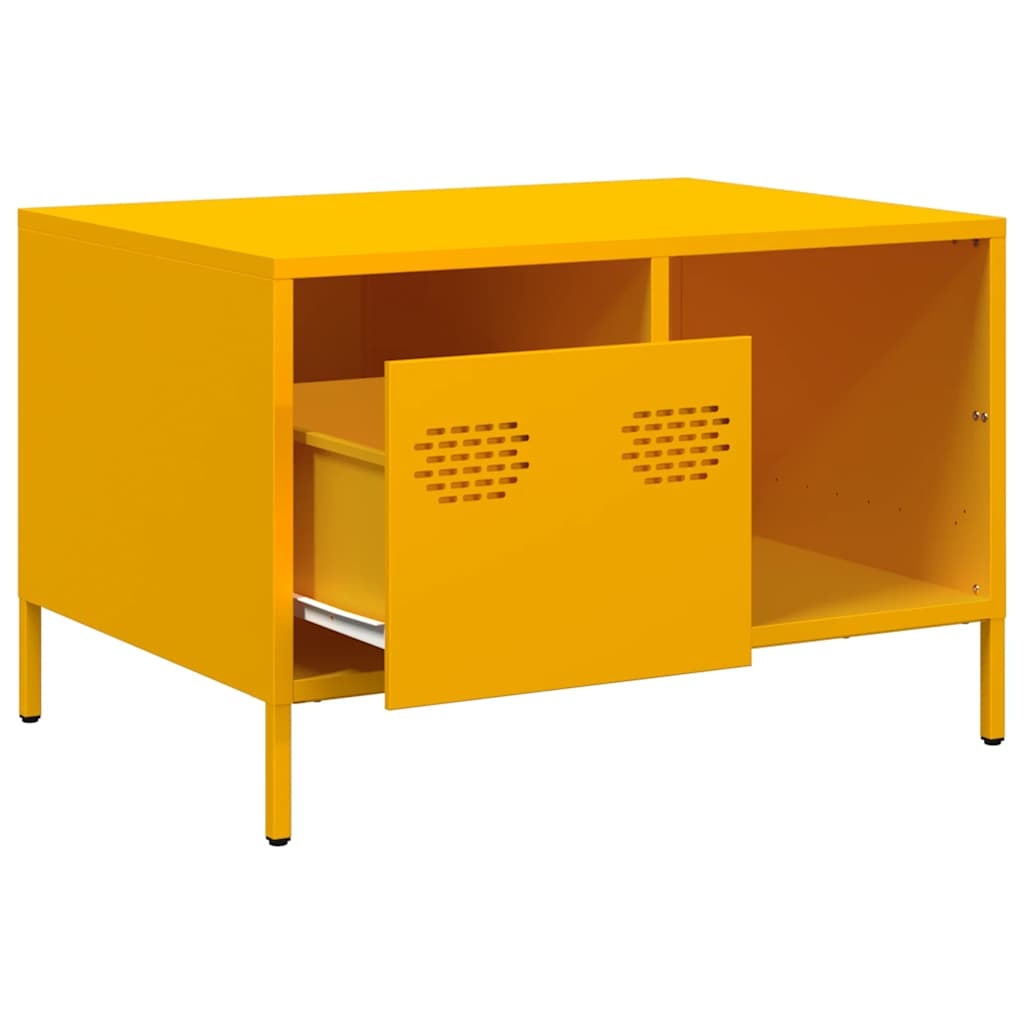 VidaXL Salontafel 68,5x50x43,5 cm koudgewalst staal mosterdgeel