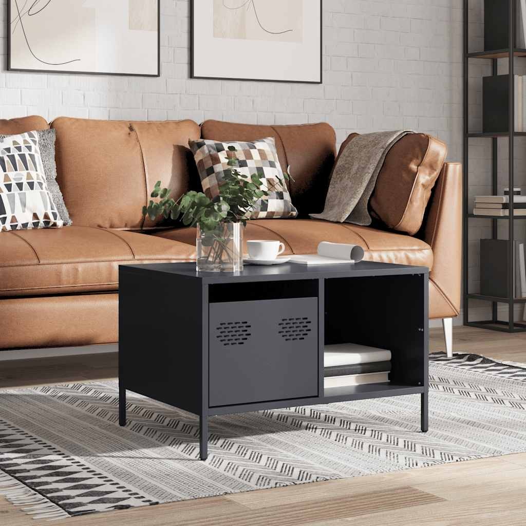 VidaXL Salontafel 68,5x50x43,5 cm koudgewalst staal antracietkleurig