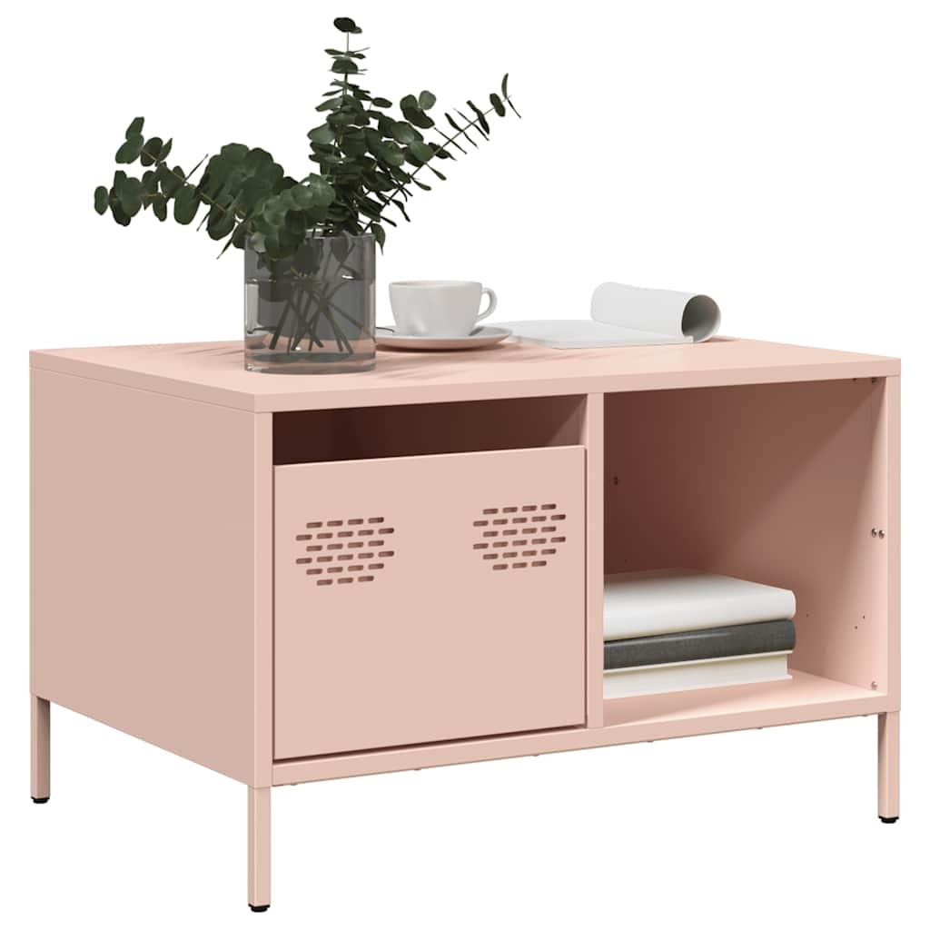 VidaXL Salontafel 68,5x50x43,5 cm koudgewalst staal roze