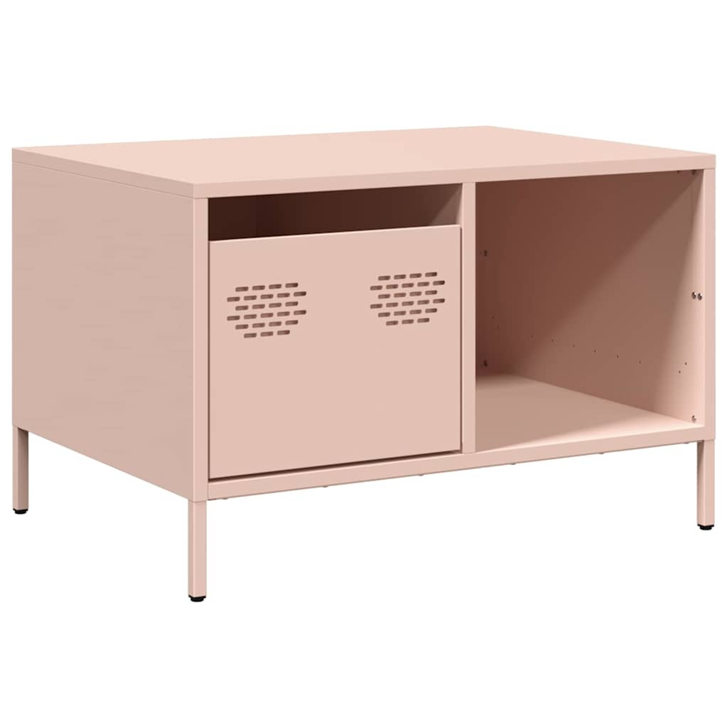 VidaXL Salontafel 68,5x50x43,5 cm koudgewalst staal roze