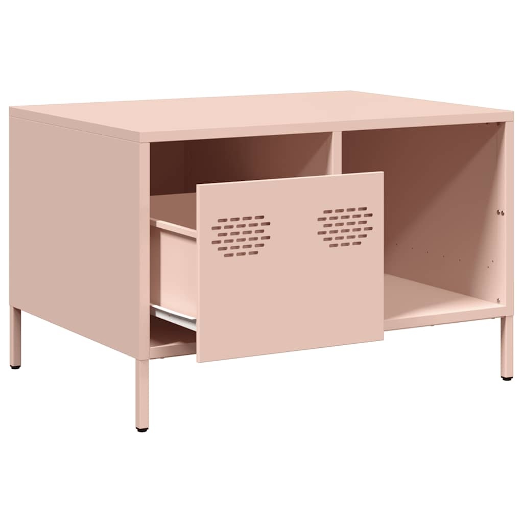 VidaXL Salontafel 68,5x50x43,5 cm koudgewalst staal roze