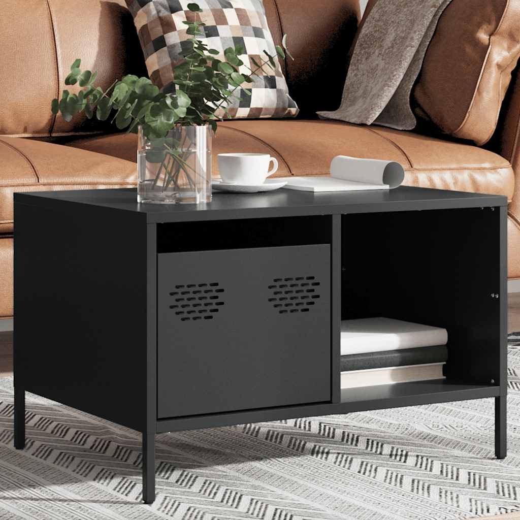 VidaXL Salontafel 68,5x50x43,5 cm koudgewalst staal zwart