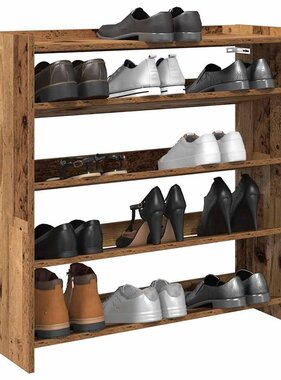 VidaXL Schoenenrek 80x25x81 cm bewerkt hout oud houtkleurig