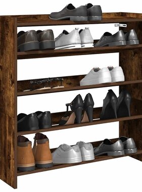 VidaXL Schoenenrek 80x25x81 cm bewerkt hout gerookt eikenkleurig