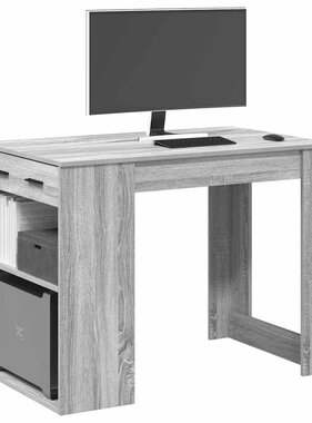 VidaXL Bureau met lade&plank 102x62x77,5 cm bewerkt hout grijs sonoma