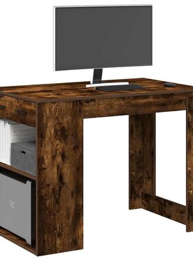 VidaXL Bureau met lade&plank 102x62x77,5 cm bewerkt hout gerookt eiken