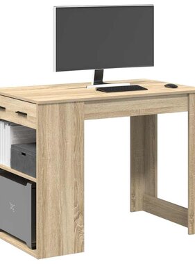 VidaXL Bureau met lade&plank 102x62x77,5 cm bewerkt hout sonoma eiken