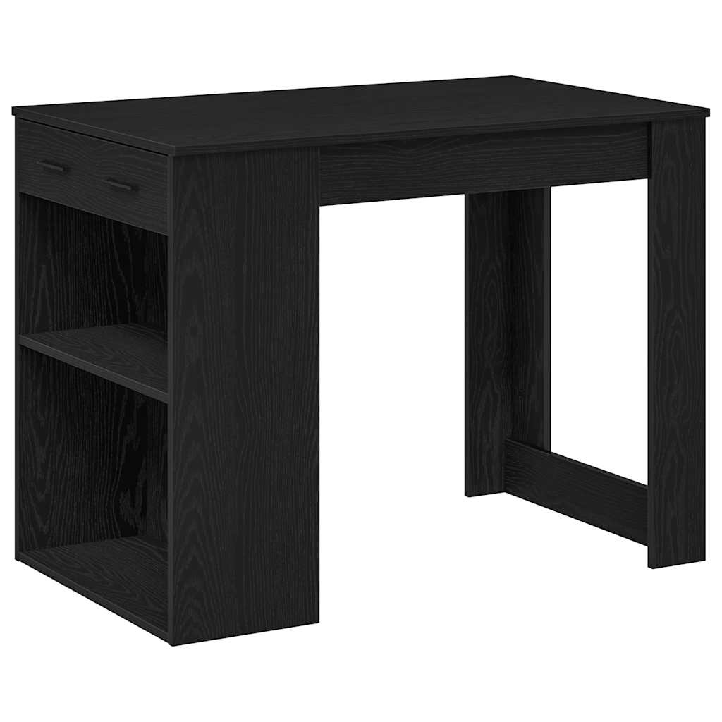 vidaXL Bureau met lade en plank 102x62x77,5cm bewerkt hout zwart eiken