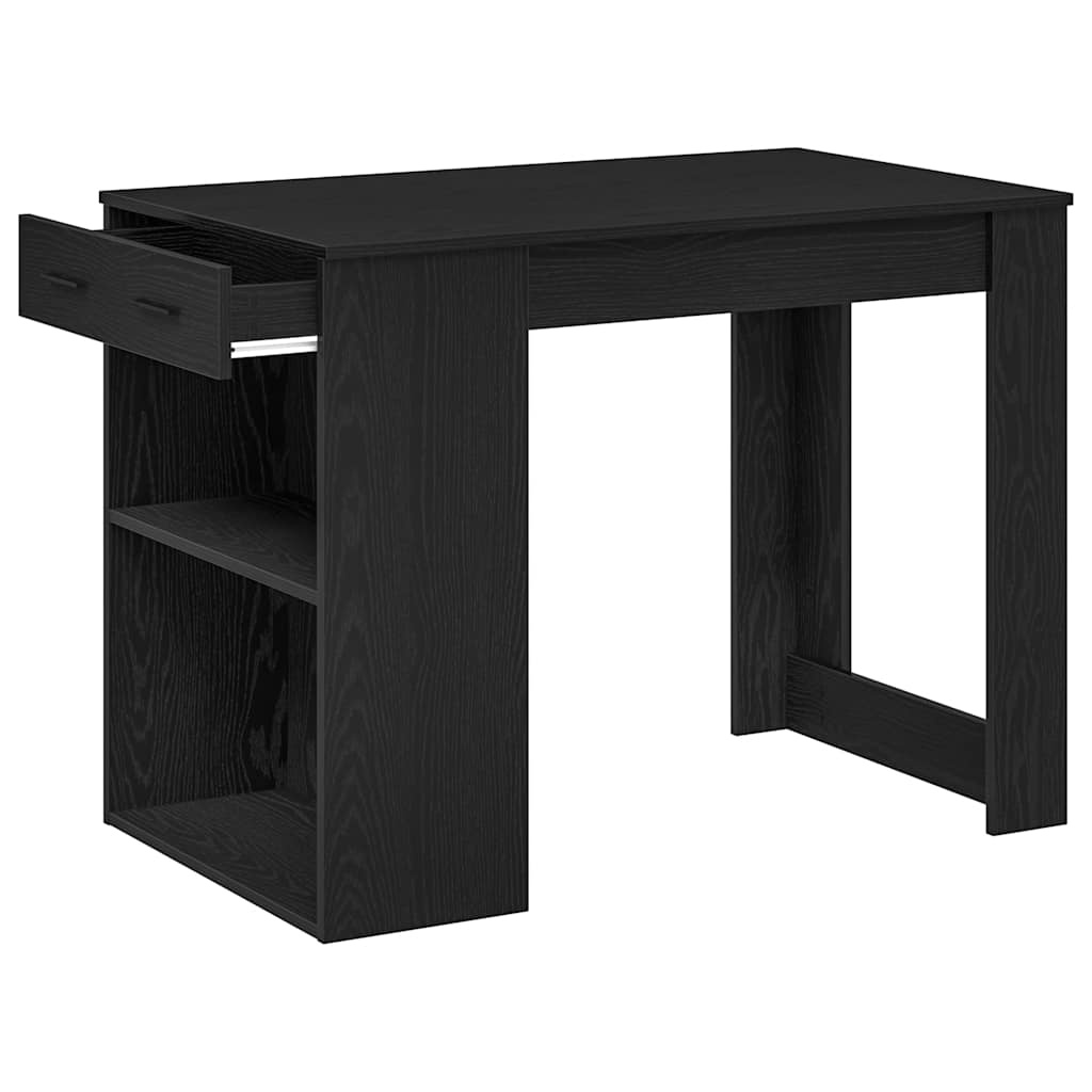 vidaXL Bureau met lade en plank 102x62x77,5cm bewerkt hout zwart eiken