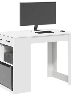 VidaXL Bureau met lade en plank 102x62x77,5 cm bewerkt hout wit