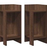 vidaXL Bijzettafels 2 st met plank 25,5x27x60 cm bruin eikenkleur