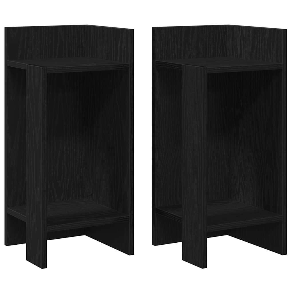 vidaXL Bijzettafels 2 st met plank 25,5x27x60 cm zwart