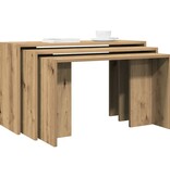 vidaXL 3-delige Tafeltjesset bewerkt hout artisanaal eikenkleur