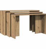 vidaXL 3-delige Tafeltjesset bewerkt hout artisanaal eikenkleur