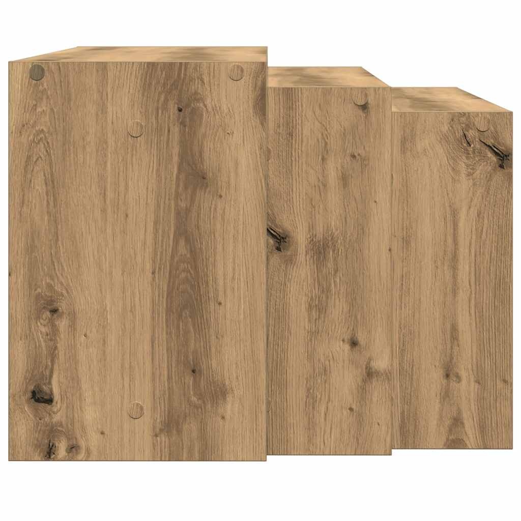 vidaXL 3-delige Tafeltjesset bewerkt hout artisanaal eikenkleur