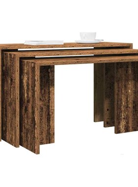 VidaXL 3-delige Tafeltjesset bewerkt hout oud houtkleurig