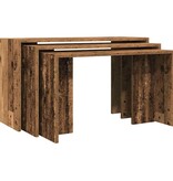 vidaXL 3-delige Tafeltjesset bewerkt hout oud houtkleurig