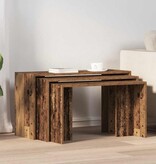 vidaXL 3-delige Tafeltjesset bewerkt hout oud houtkleurig