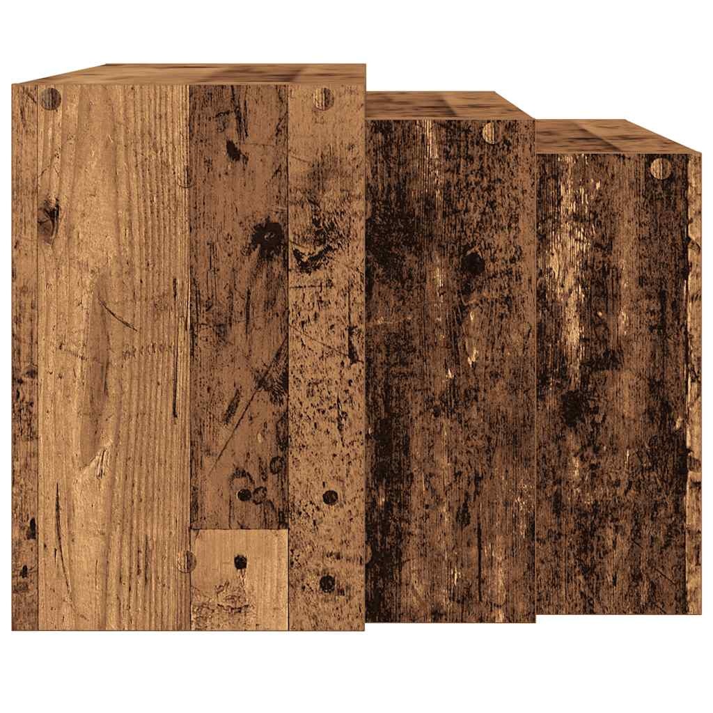 vidaXL 3-delige Tafeltjesset bewerkt hout oud houtkleurig