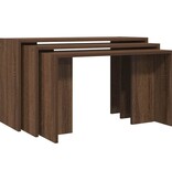 vidaXL 3-delige Tafeltjesset bewerkt hout bruin eikenkleur