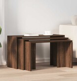 vidaXL 3-delige Tafeltjesset bewerkt hout bruin eikenkleur