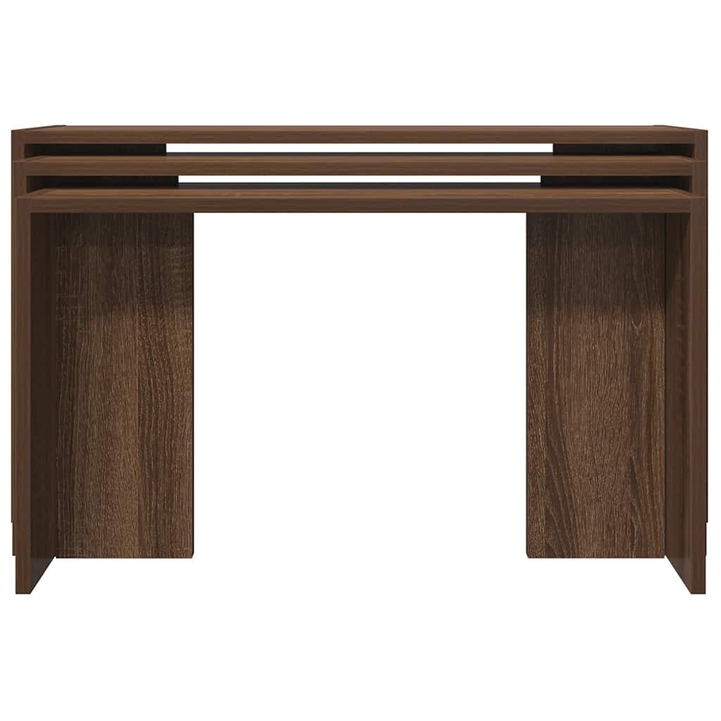 vidaXL 3-delige Tafeltjesset bewerkt hout bruin eikenkleur