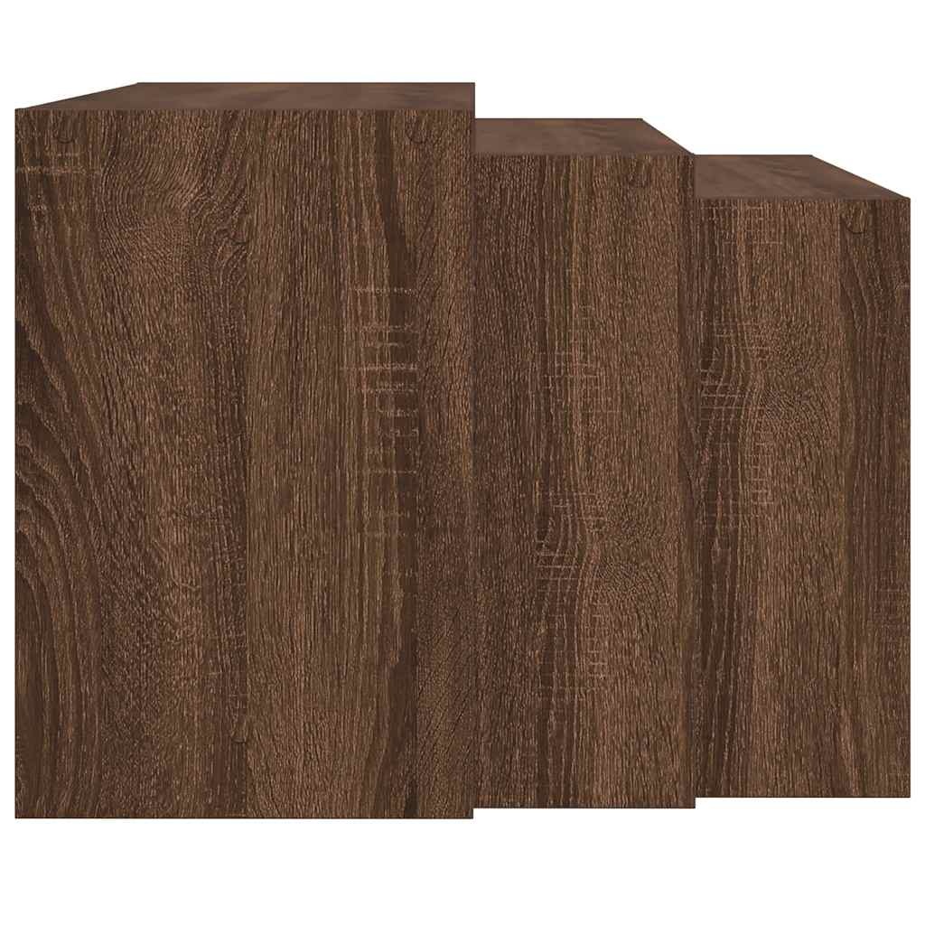 vidaXL 3-delige Tafeltjesset bewerkt hout bruin eikenkleur
