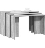 vidaXL 3-delige Tafeltjesset bewerkt hout grijs sonoma eikenkleurig