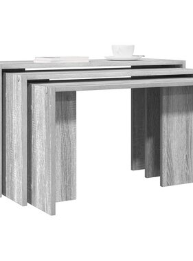VidaXL 3-delige Tafeltjesset bewerkt hout grijs sonoma eikenkleurig
