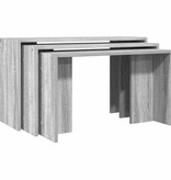 vidaXL 3-delige Tafeltjesset bewerkt hout grijs sonoma eikenkleurig