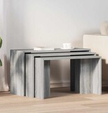 vidaXL 3-delige Tafeltjesset bewerkt hout grijs sonoma eikenkleurig