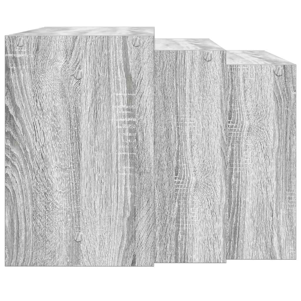 vidaXL 3-delige Tafeltjesset bewerkt hout grijs sonoma eikenkleurig