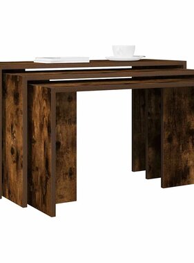 VidaXL 3-delige Tafeltjesset bewerkt hout gerookt eikenkleurig