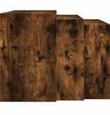 vidaXL 3-delige Tafeltjesset bewerkt hout gerookt eikenkleurig