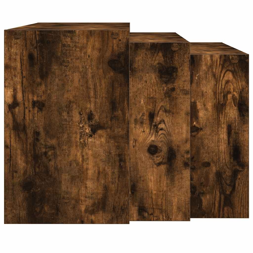 vidaXL 3-delige Tafeltjesset bewerkt hout gerookt eikenkleurig