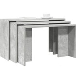 vidaXL 3-delige Tafeltjesset bewerkt hout betongrijs