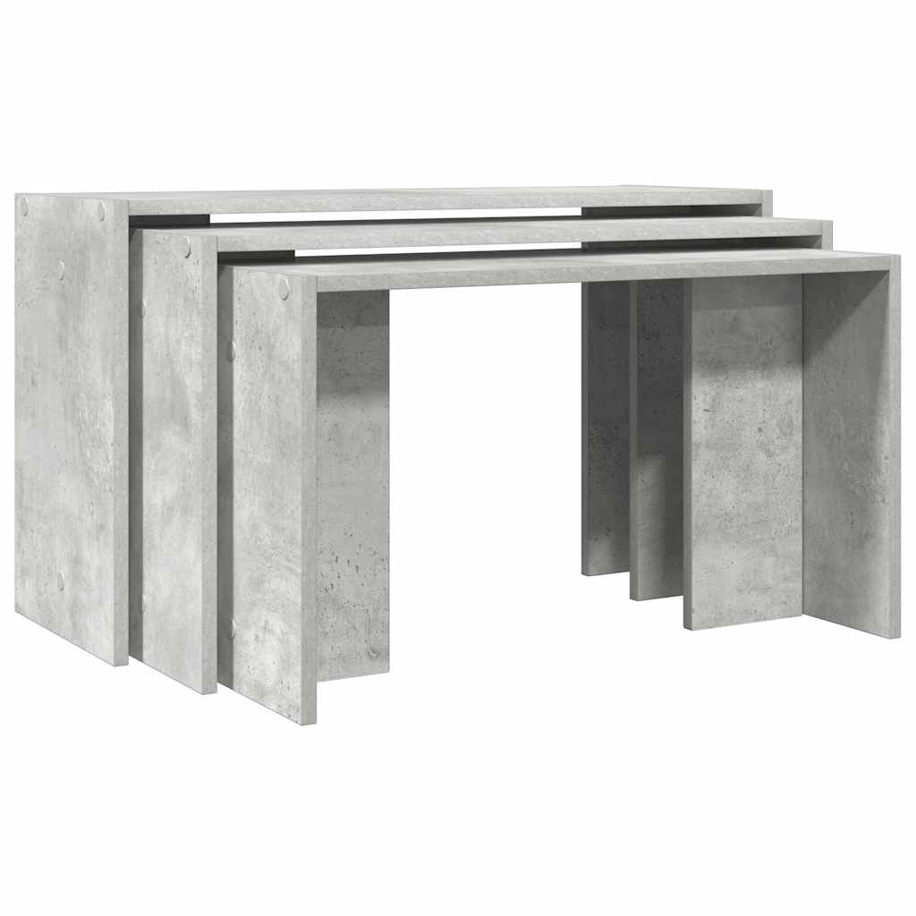 vidaXL 3-delige Tafeltjesset bewerkt hout betongrijs