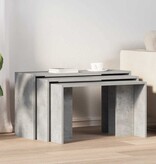 vidaXL 3-delige Tafeltjesset bewerkt hout betongrijs
