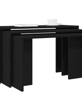 VidaXL 3-delige Tafeltjesset bewerkt hout zwart
