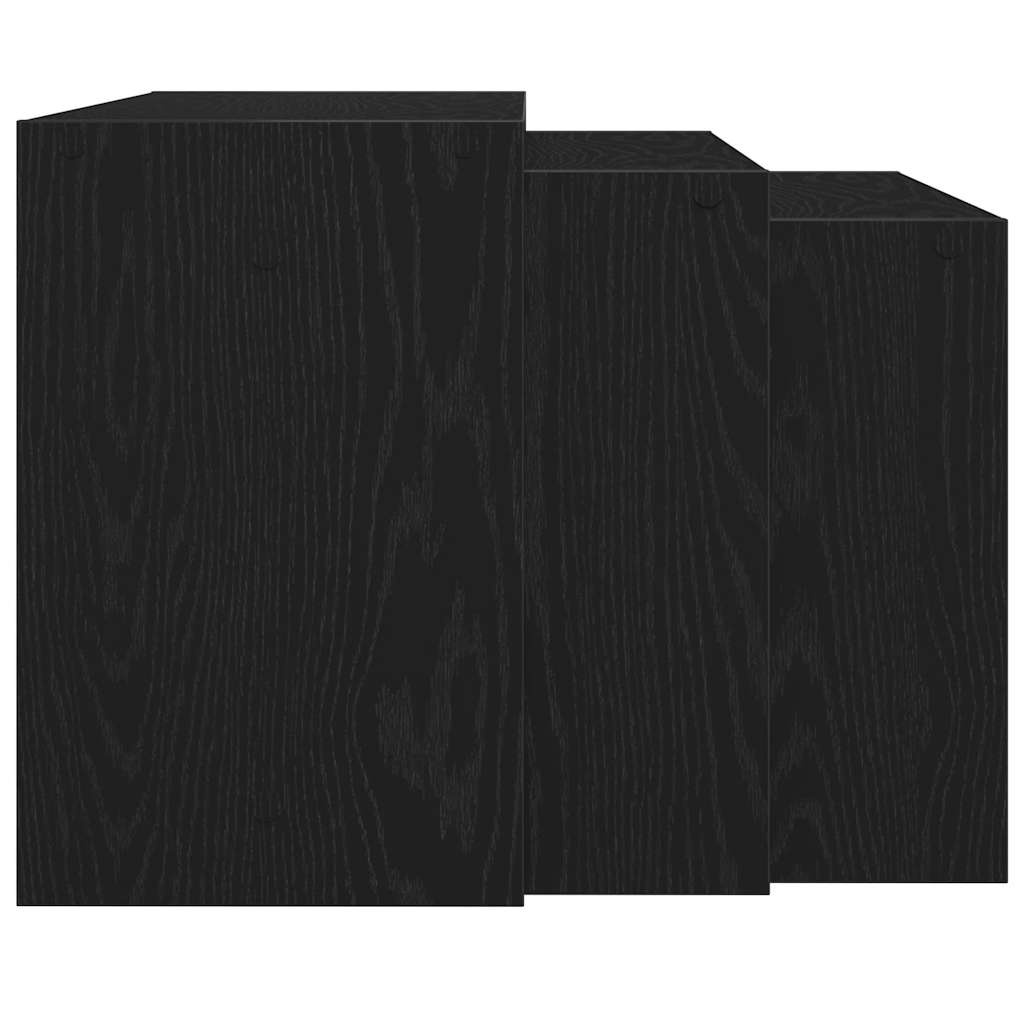 vidaXL 3-delige Tafeltjesset bewerkt hout zwart