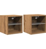 vidaXL Tv-wandmeubels met LED 2 st 30x28,5x30 cm artisanaal eikenkleur