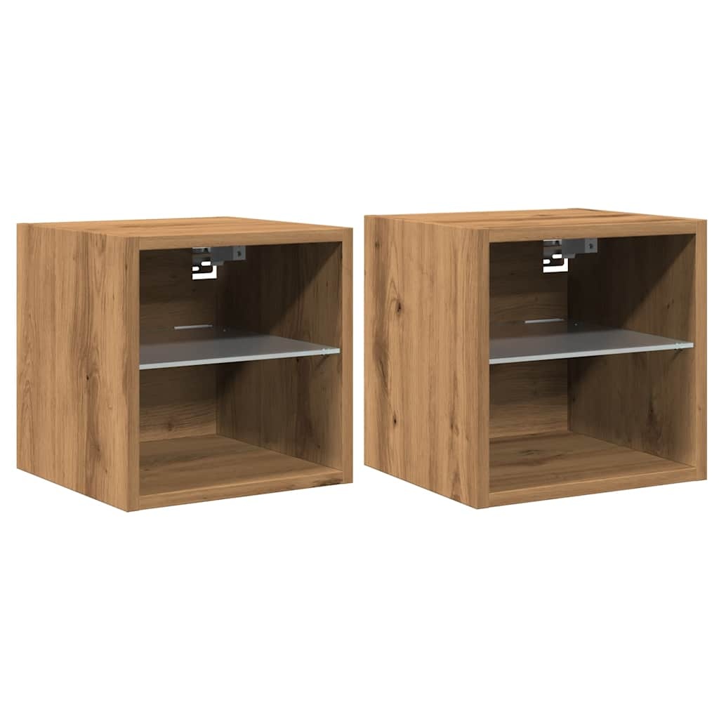 vidaXL Tv-wandmeubels met LED 2 st 30x28,5x30 cm artisanaal eikenkleur