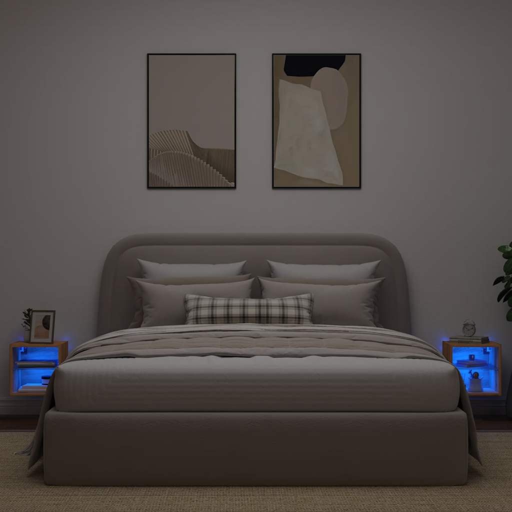 vidaXL Tv-wandmeubels met LED 2 st 30x28,5x30 cm artisanaal eikenkleur