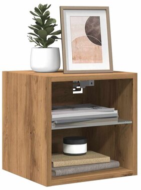 vidaXL Tv-wandmeubel met LED-verlichting 30x28,5x30cm artisanaal eiken